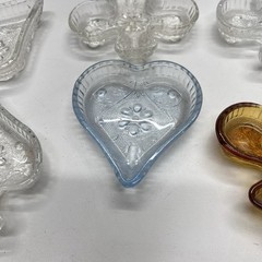 VTG Indiana Glass Lot Card Suit Trinket Dishes Clover Diamond Heart Etc