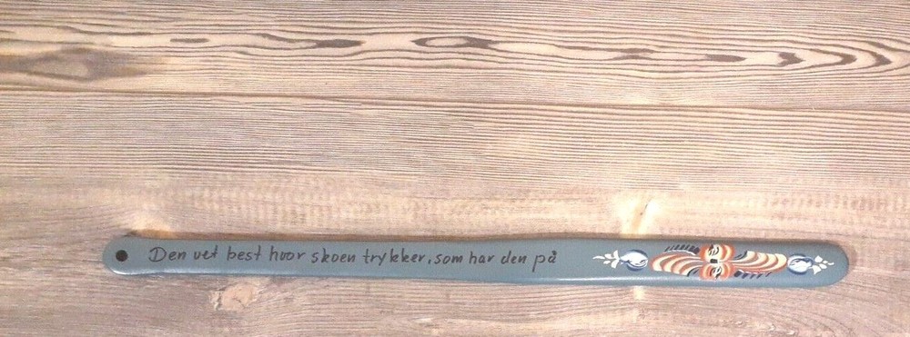 Norwegian Norway Shoehorn Handpainted VTG Wood Decor 22″ Wall Decoration