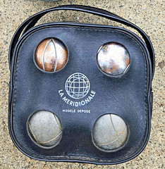 Vtg French Petanque Boules / Bocce 4-Piece Set | La Meridionale Marseille Cruise