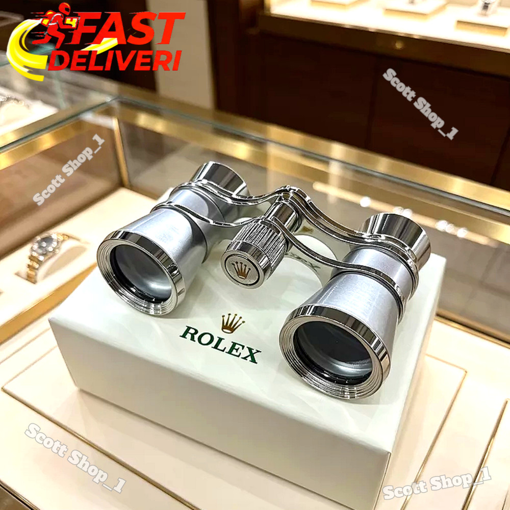 Rolex Boutique Display Opera Binoculars Silver Luxury Desk Prop Rare