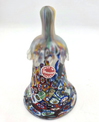 Murano Millefiori Glass Bell Italy Hand Blown Art Glass Original Label VTG