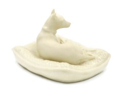 Vintage Belleek Boxer Dog Figurine, Parian Porcelain Hallmark, 6th Mark Ireland
