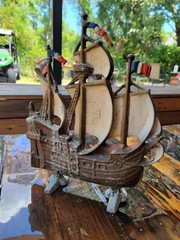 Vintage Nautical Cast Aluminum Clipper Ship Doorstop Valcast 12 1/2” Mancave