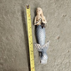 Mermaid Rustic Cast Antique Single Hook Storage Wall Hook 8″ Blue Nautical Rare
