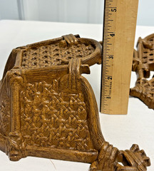 Burwood Vtg HOMCO 1981 Brown Faux Wicker Rattan Pocket Wall Decor w/ Flower Ring