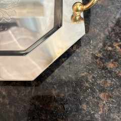Vintage Serving Platter Inox 15/10 Steel with Green Gold Italy Beautiful Tray