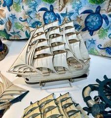 Vintage Burwood Nautical Clipper Ship Wall Plaque Set – Set of 4 – Made in USA