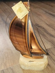 Vtg John De Mott Copper 10″ Sail Boat on Quartz Base Signed Nautical Gift