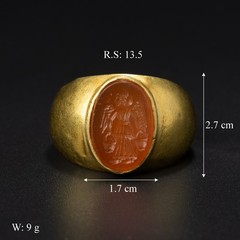 Roman Gold Ring with Carnelian Intaglio Circa 1st-2nd Century AD