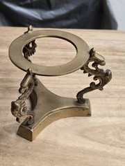 Small Elegant, Sturdy, Brass Stand Supported by Three Dragons 3″Tall 4.5″ Wide