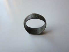 unique ancient Viking engraved relief massive bronze ring with runes.IX – X AD.