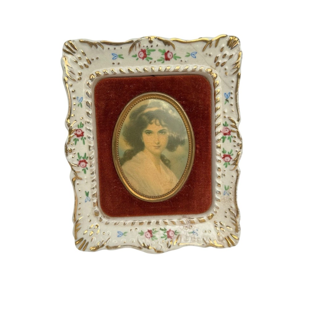 Vintage A Cameo Creation Hubak Lady by Unknown Artist Porcelain Frame Japan READ