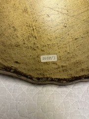 Set Of Two Florentine Style Tole Tray Round Gold Green Wall Decor Italy Vintage