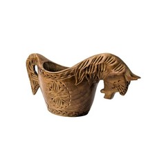 Vtg Mid-Century Hand-Carved Norwegian Viking Wooden Horse Ale Bowl Kasa Olhest