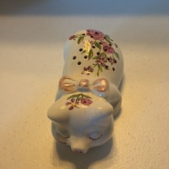 Avon Hand Decorated Pomander PotPourri Floral Porcelain Pig by Ceramarte Brazil