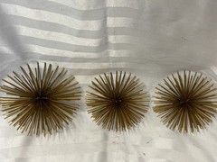 Vintage Starburst Metal Wall Hangings Gold Tone Metal