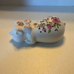 Avon Hand Decorated Pomander PotPourri Floral Porcelain Pig by Ceramarte Brazil