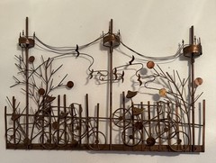 Vintage Copper Bicycle Park Wall Art