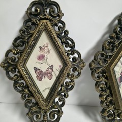VTG Homco Home Interiors Butterfly Diamond Wall Plaques Set of 3 Gold Frames