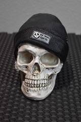 Skull With Black Cuffed Knit Beanie Figurine