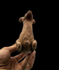 WESTERN ASIATIC TERRACOTTA RHYTON VESSEL.