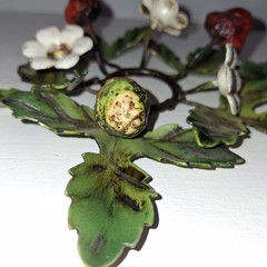 Vtg Italian Tole Strawberry Candleholder Toleware Cottagecore Shabby Chic