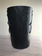 NEW NWOT GOTH BLACK SILVER 2D VAMPIRE BAT RESIN VASE HALLOWEEN DECOR