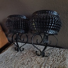 Vintage Home Interiors HOMCO Black Metal Wall Planter Set Of 2 Cottagecore Cute