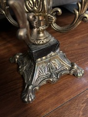 Vintage Ornate Brass-Tone Balance Scales Of Justice Faux Crystal Prisms, 18”