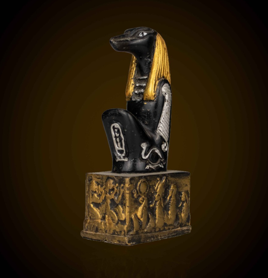 Authentic Ancient Egyptian Stone Bust God Sobek Statue Hieroglyphic Figurine BC