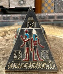 Ancient Egyptian Antiques Statue of Egyptian Pyramid & Pharaonic Hieroglyphs BC
