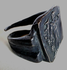300 BC Ancient Greek Silver Ring Dionysus god of wine-making orchards, fertility