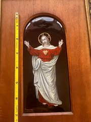 Jesus Christ, Antique Limoges Enamel on Copper, A. Soustre Signed 19th Century