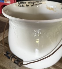 1890’s W.S. George Haquette Slop Pot Pail With Metal Wire & Wood Handle