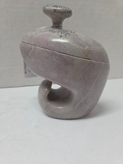 UNUSUALLY SHAPED ABSTRACT HAND-CARVED SIGNED SOAPSTONE TRINKET BOX W LID-UNIQUE!