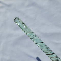 Rare Antique Whimsy Parade Cane Light Blue End Of Day Blown Twisted Glass Rod