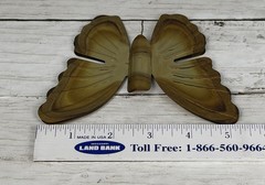 Vintage Torched Metal Butterfly Hanging Wall Art Decor MCM Gold Tone Set of Two