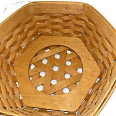 Longaberger Hexagon Clock Basket Artisan Signed No Writing on Face RARE 1997 USA