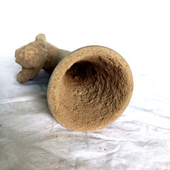 300 BC Ancient Roman Clay Terracotta Drinking Rhyton Very Rare Pottery Artifact