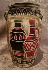 Antique Greek Apulian Ancient Hand Painted Pottery Pitcher Size 16″D x 8.5″L