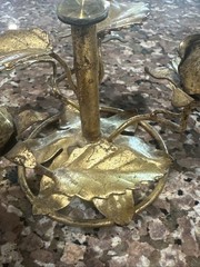 MCM Italian Tole Gilt Florentine Gold Roses Stand Gorgeous Details VTG Regency