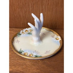 Antique Royal Austria Edwardian Daisy Jewelry Tray & Hand Ring Dish Set