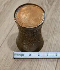 Vintage Antique Brass Handcrafted Etched Cup – Unknown Origin, Possibly Indian