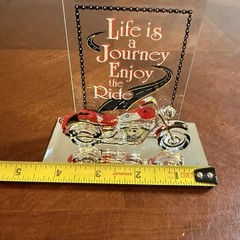 Glass Baron Motorcycle Figurine Life is a Journey 22kt Gold Accents Handcrafted