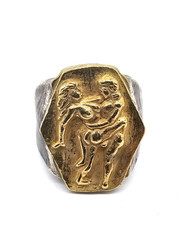 100 BC Ancient High Carat GOLD Silver Roman Greek Ring Erotic Motive Artifact