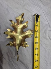 Vtg Home Interiors Brass Tone Oak Leaves Wall Art Hanging Decor 3 Pc Set MCM 7in