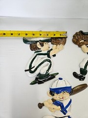 VINTAGE 1970S – SEXTON 3 BASEBALL PLAYERS CASTED METAL WALL HANGINGS Catcher