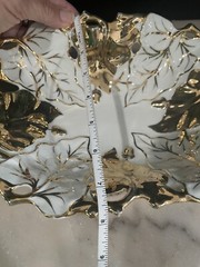 Vintage Porcelain Gold Leaf Dish Numbered 47 Unbranded 11”x8”