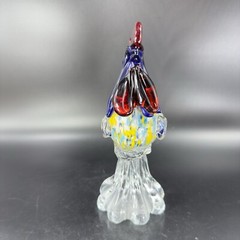 Heavy Art Glass Rooster Chicken Figurine Decor Paperweight Multicolor Glass VTG