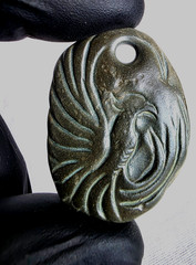 300 BC Ancient Carved Engraved Gemstone Pendant Medallion Amulet Mythical bird
